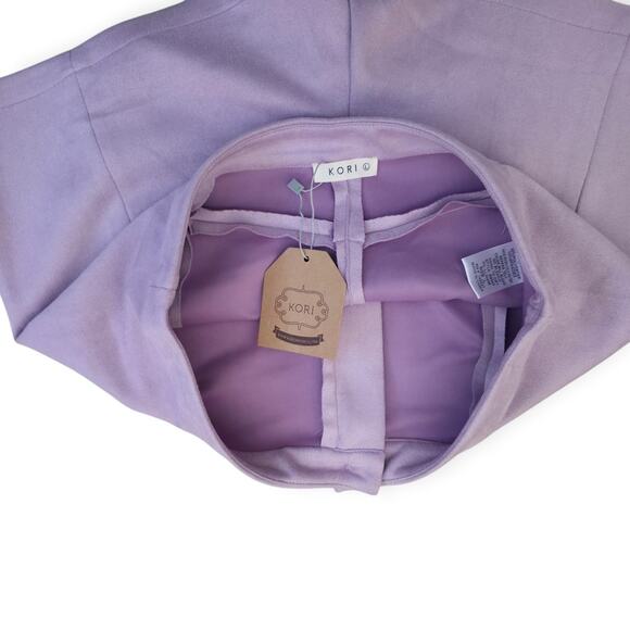 Kori America Faux Suede Velour Lilac Purple High Waist Shorts Women Sz L - Picture 7 of 10